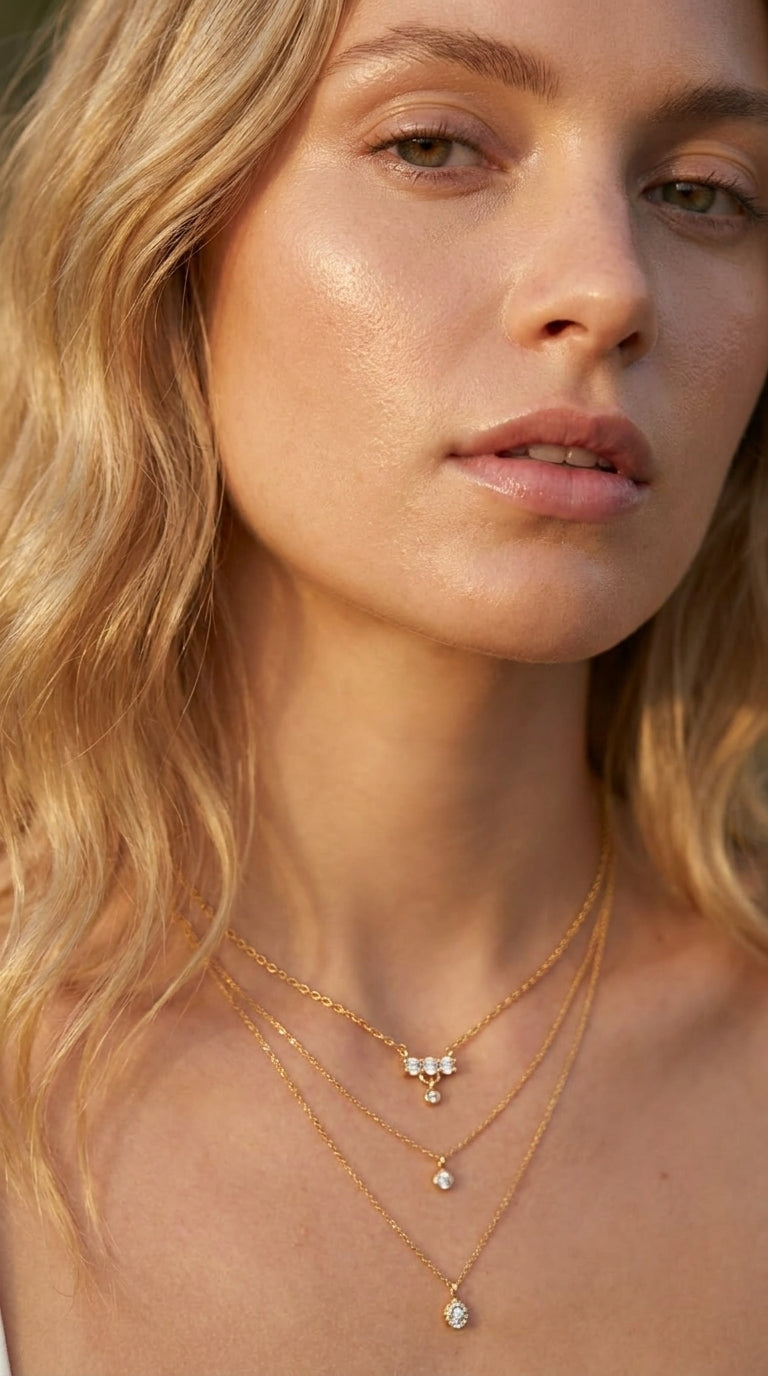 Timeless Brilliance Triple Stone Necklace