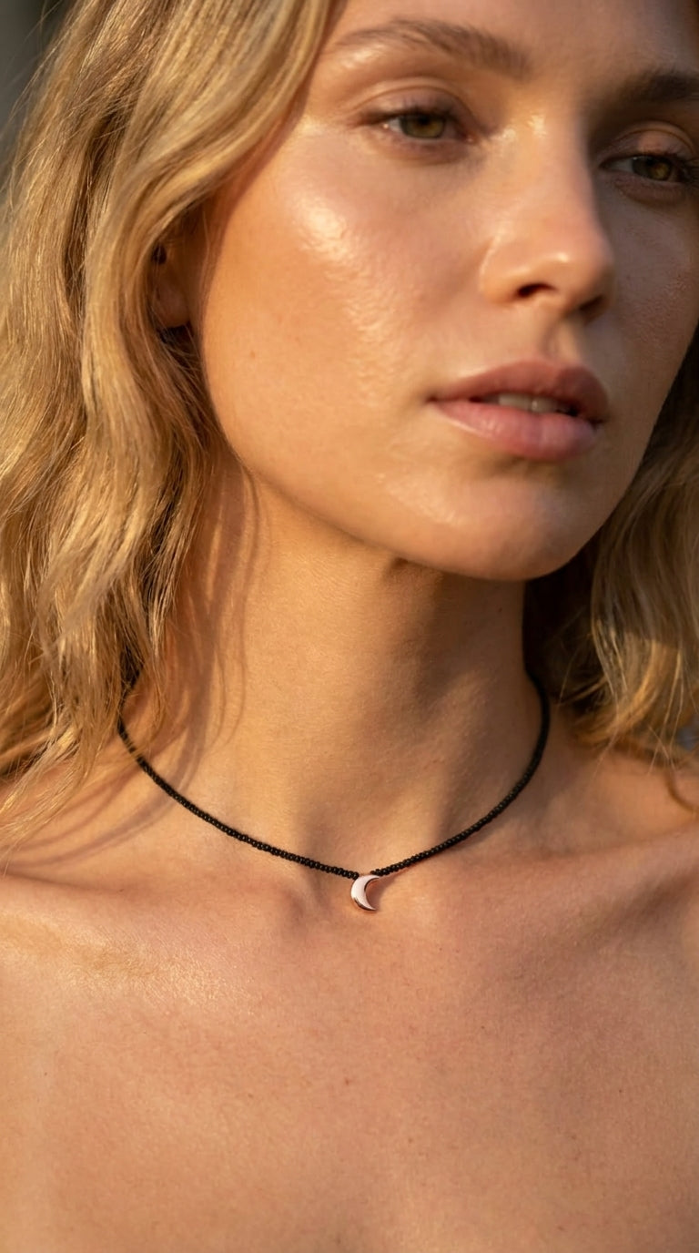Vesper Onyx Moon Choker