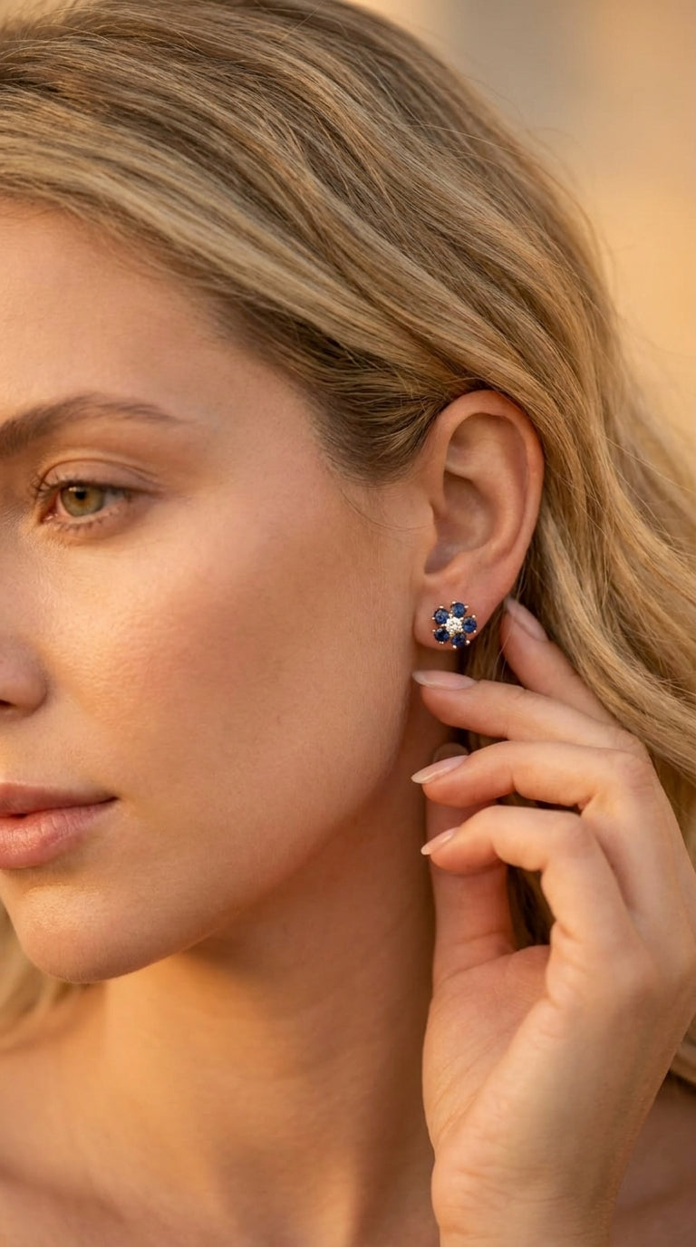 Midnight Blossom Silver Earrings