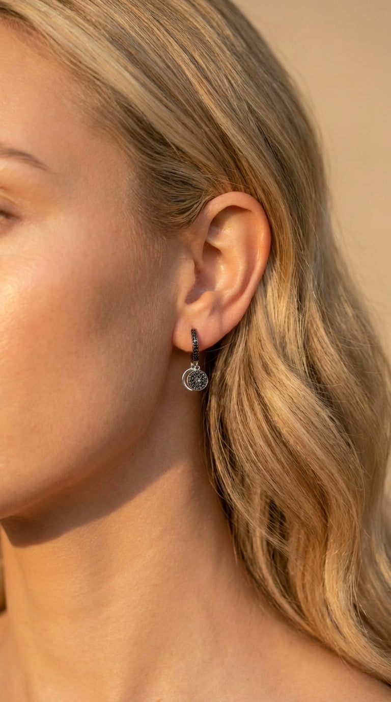Eclipse Pavé Drop Huggie Earrings