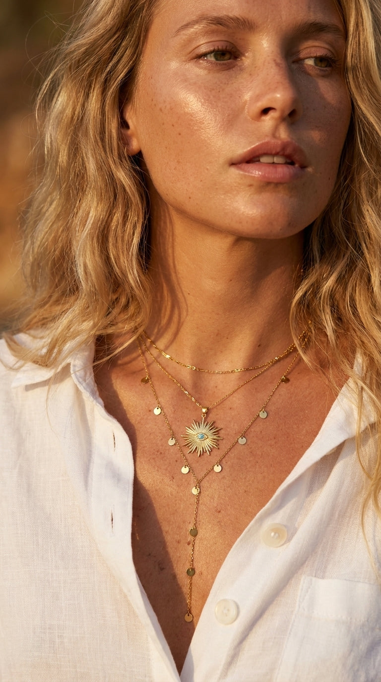Azure Guardian Sunburst Necklace