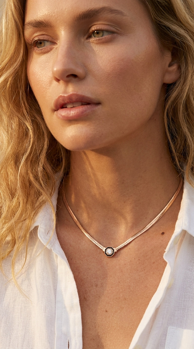 Radiant Personalized Onyx Hex Aura Necklace