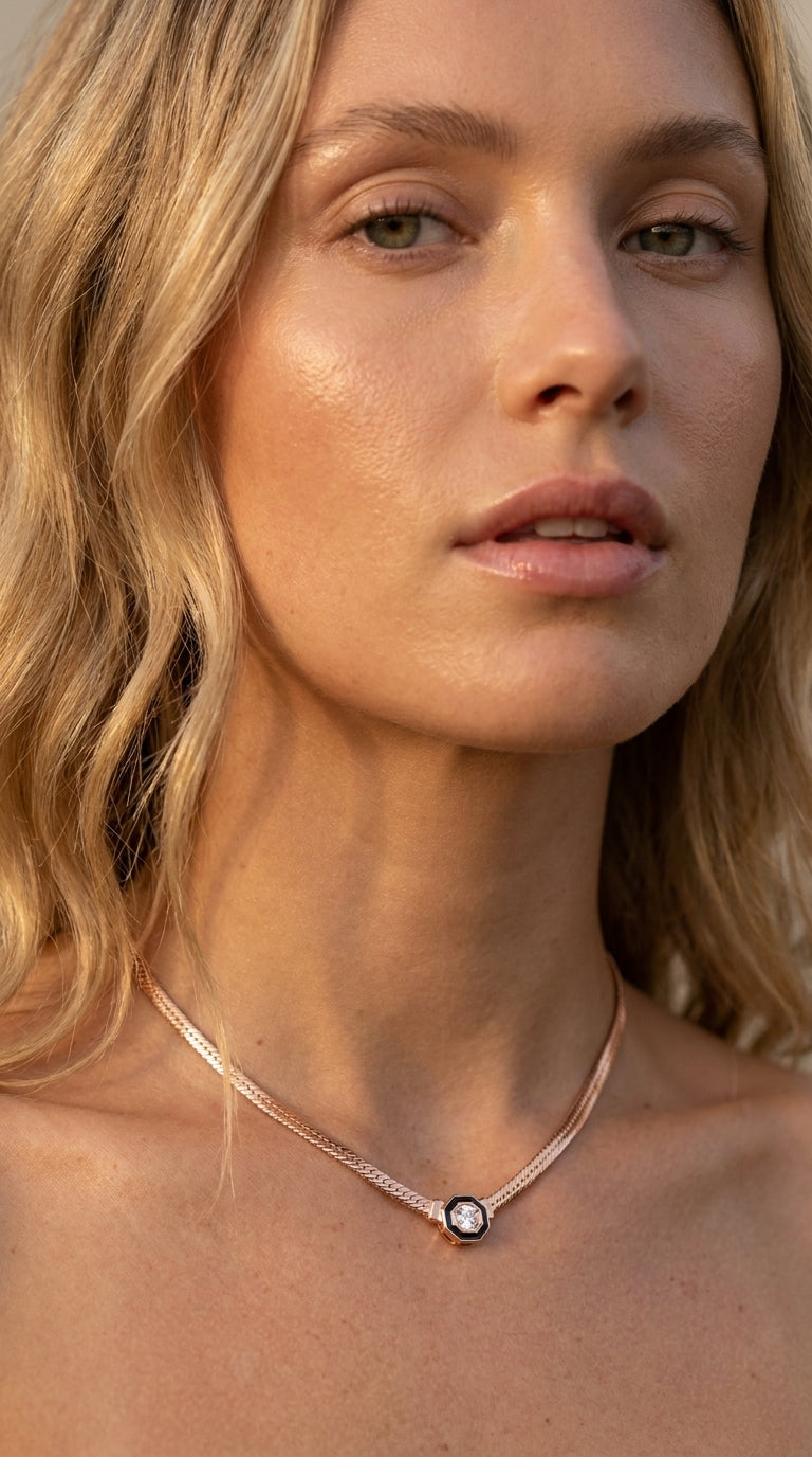 Radiant Personalized Onyx Hex Aura Necklace