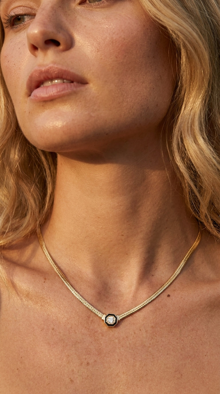 Radiant Personalized Onyx Hex Aura Necklace