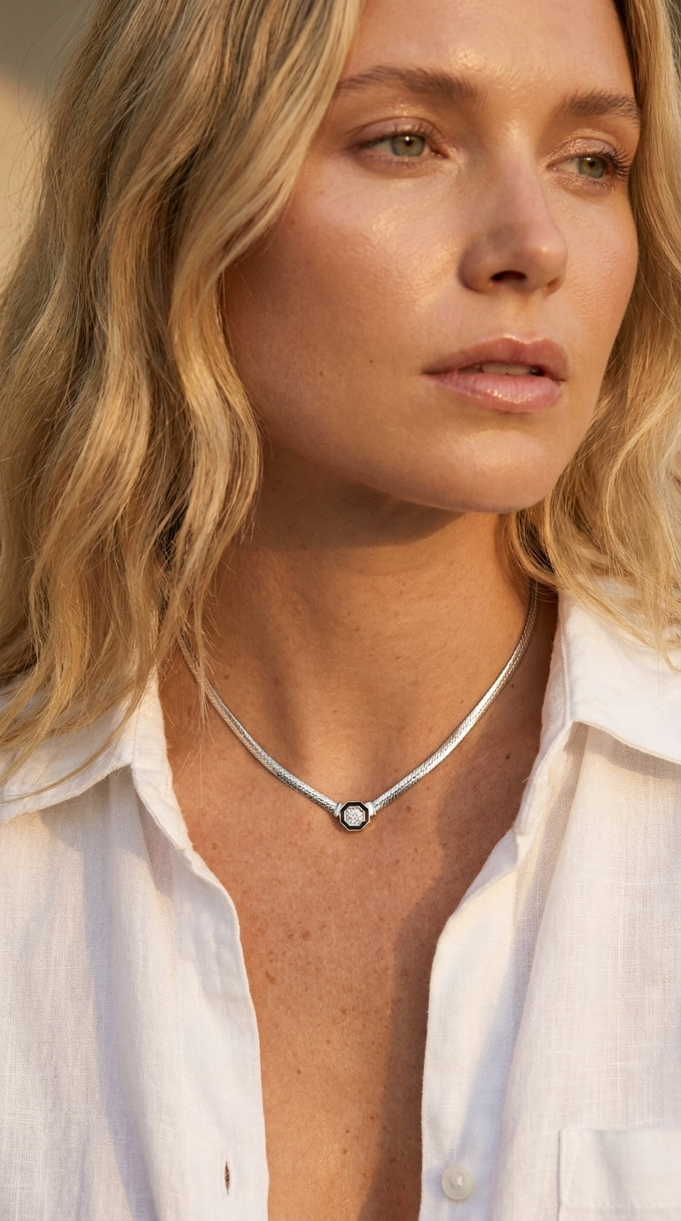 Radiant Personalized Onyx Hex Aura Necklace
