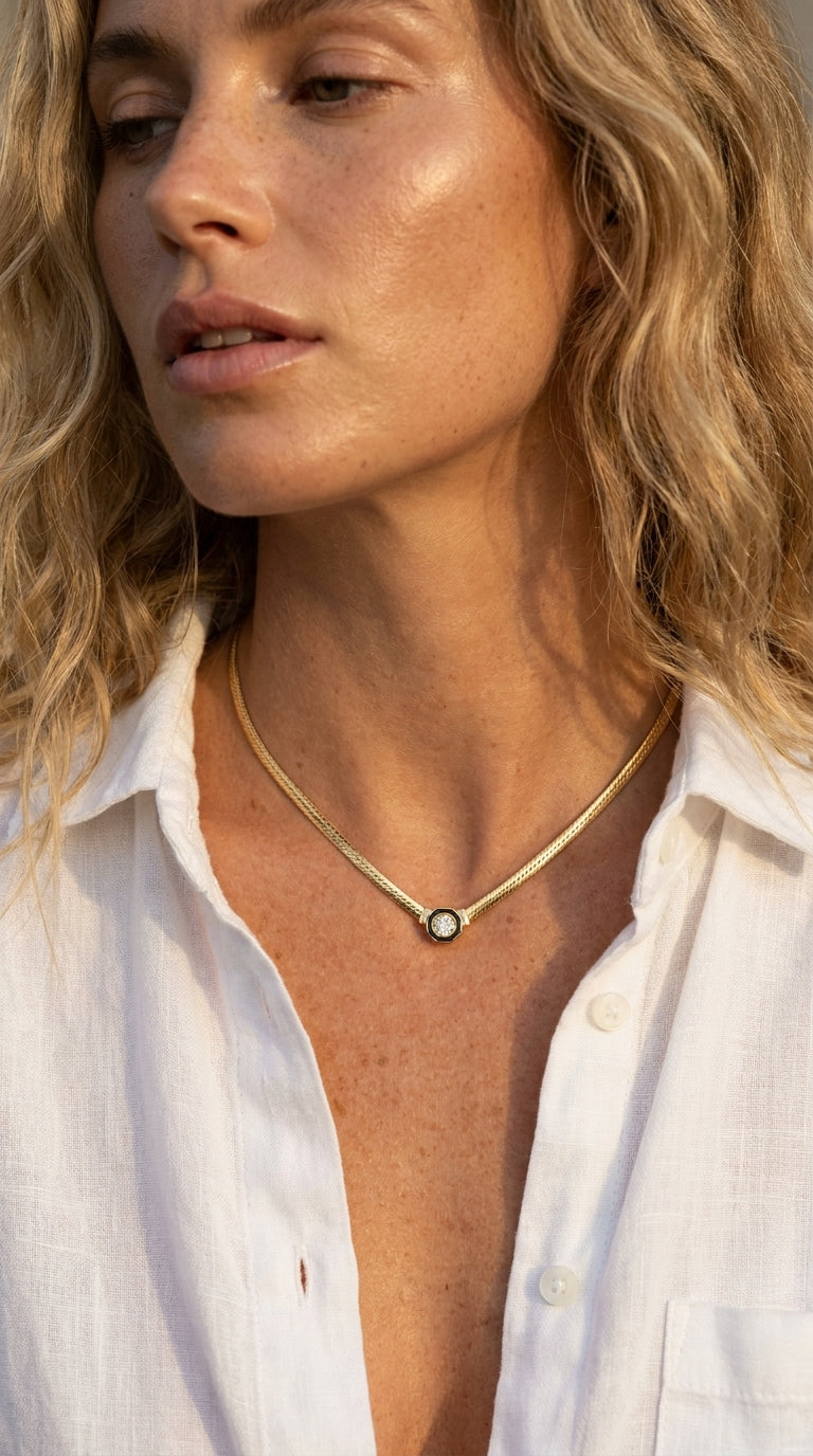 Radiant Personalized Onyx Hex Aura Necklace