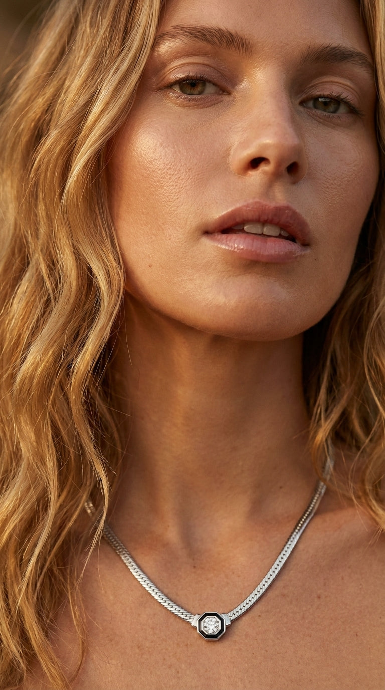 Radiant Personalized Onyx Hex Aura Necklace