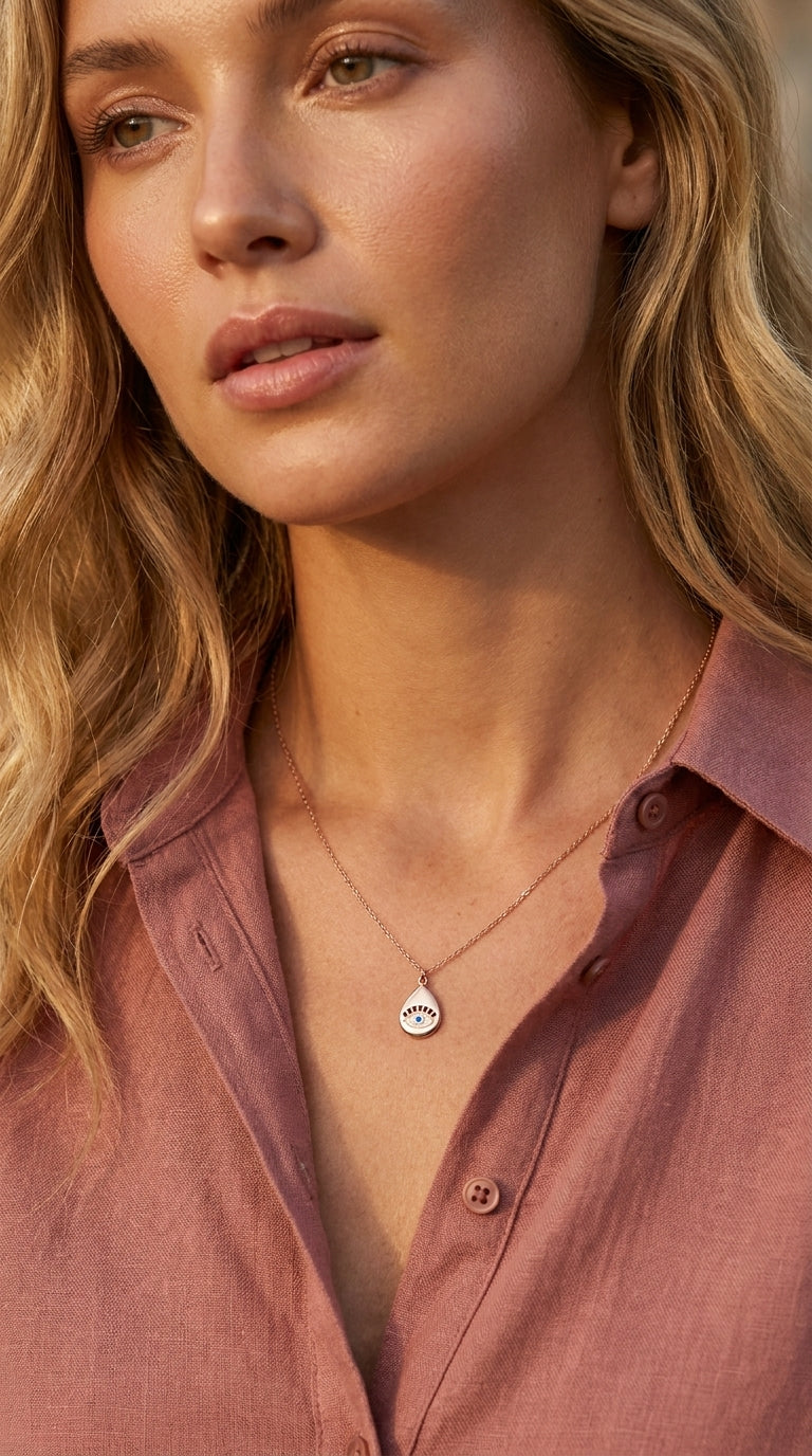 Radiant Teardrop Nazar Aura Necklace