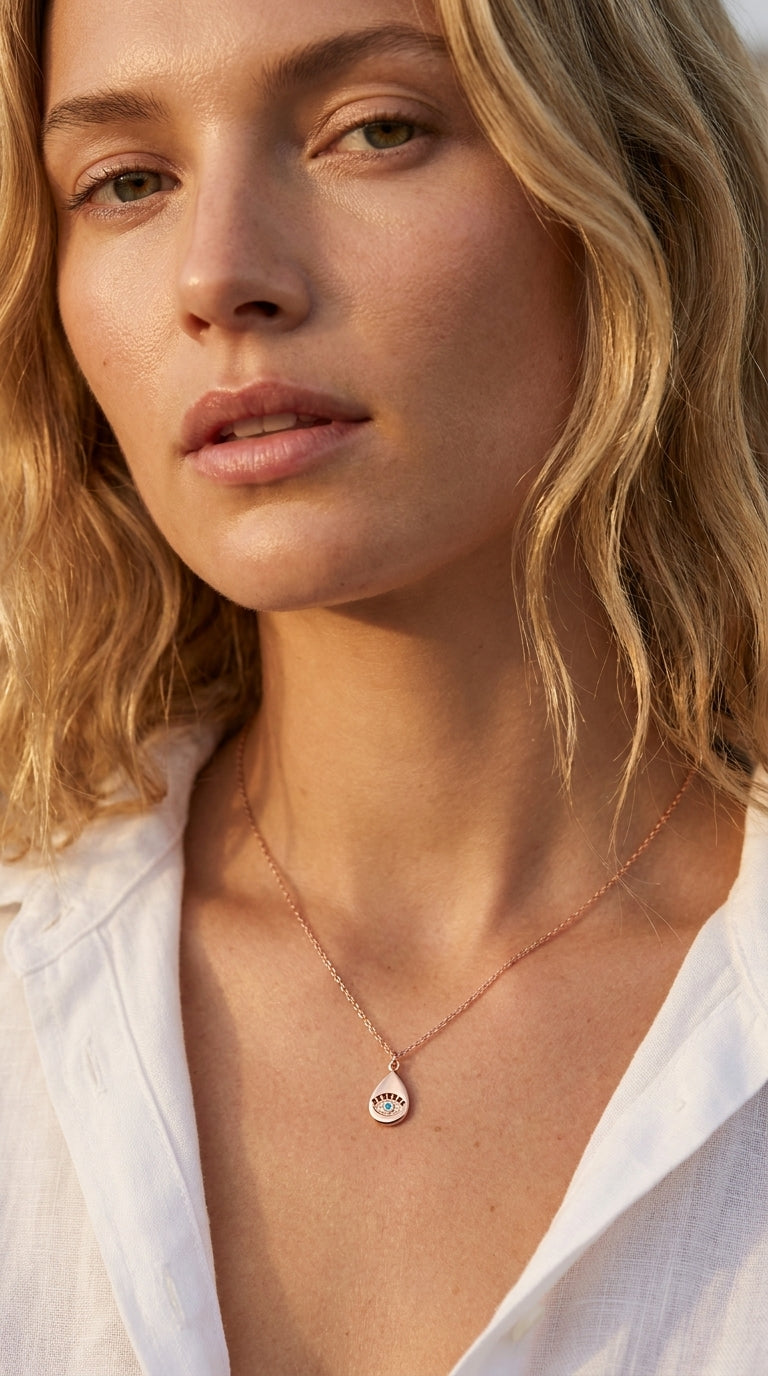 Radiant Teardrop Nazar Aura Necklace
