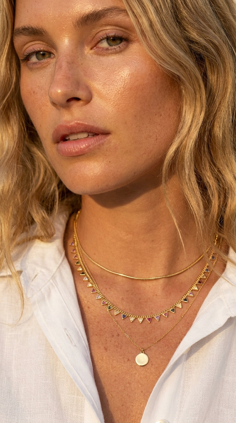 Radiant Geometric Prism Aura Necklace