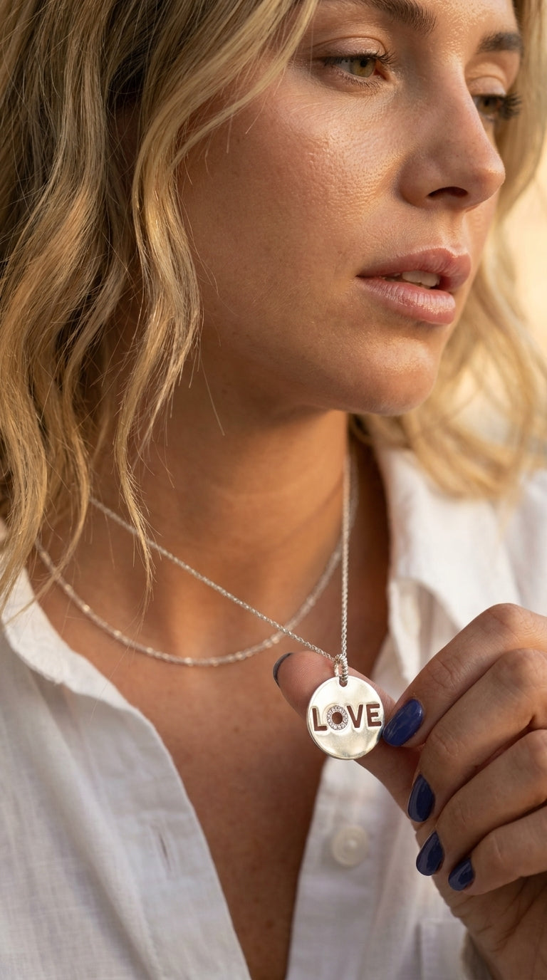 Radiant Glimmer Love Disk Necklace