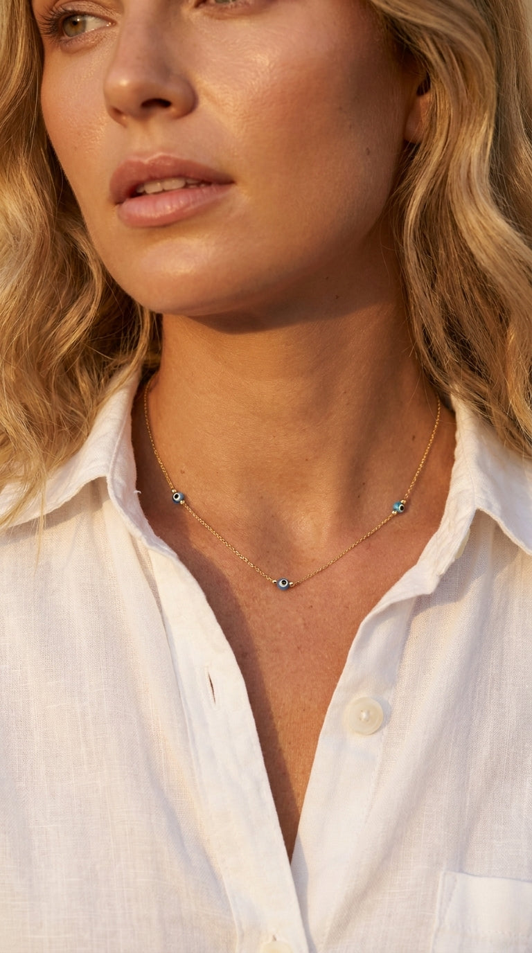 Radiant Trio Nazar Aura Necklace