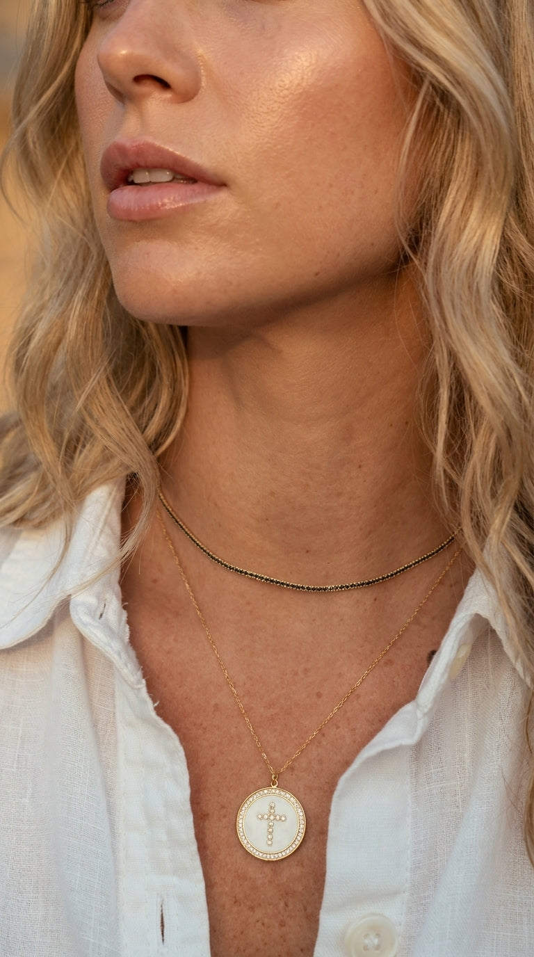 Radiant Onyx Tennis Aura Necklace