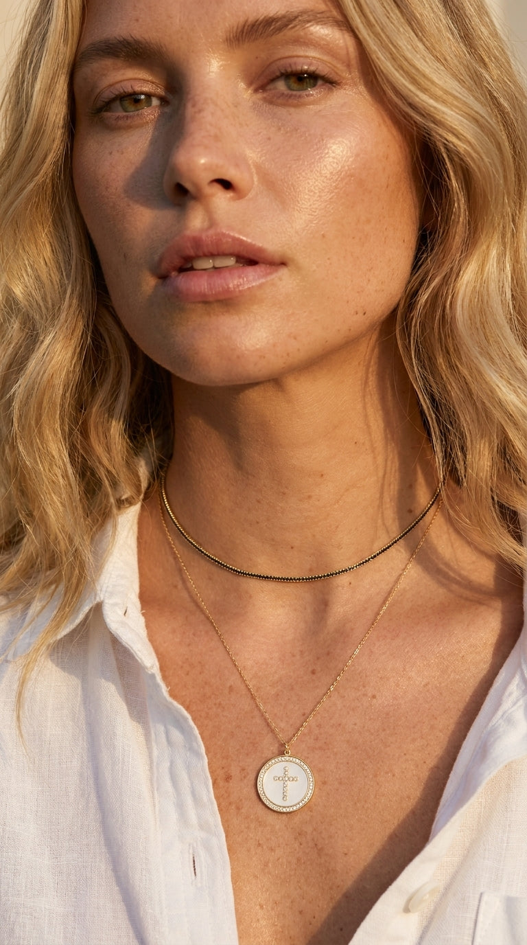 Radiant Onyx Tennis Aura Necklace
