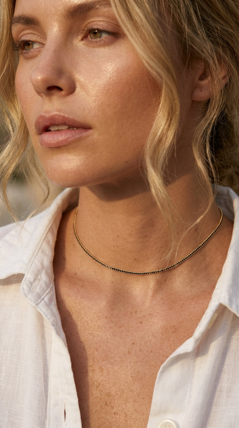 Radiant Onyx Tennis Aura Necklace