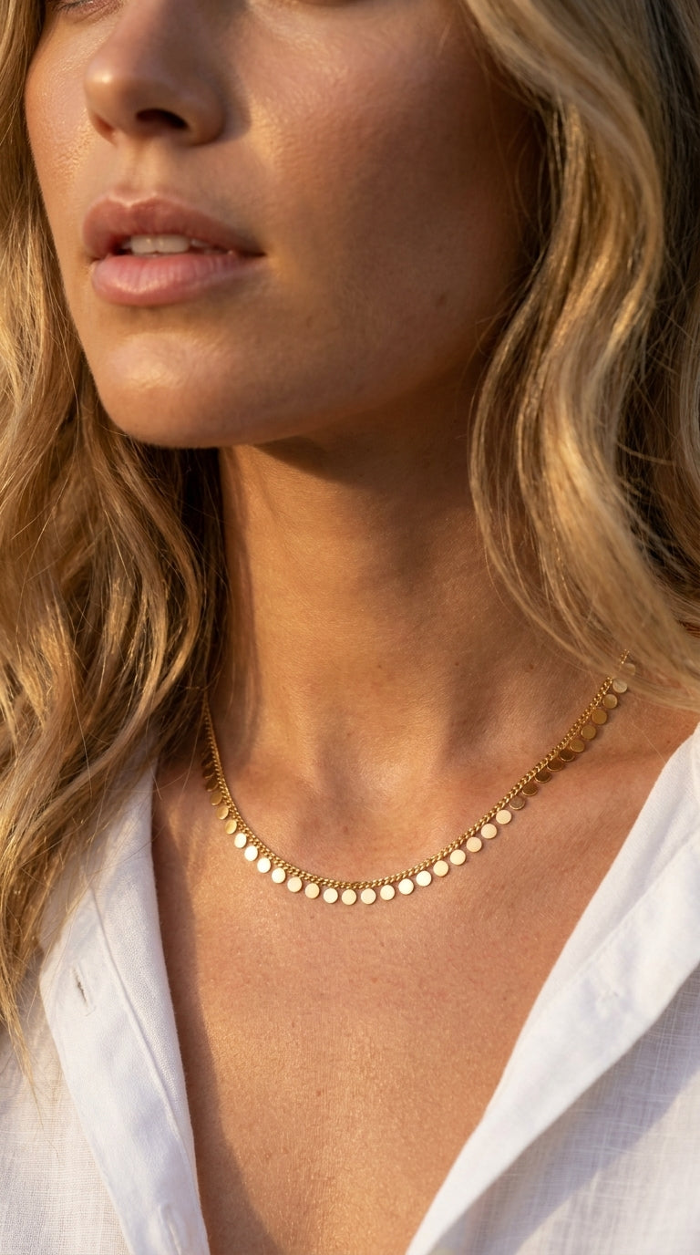 Radiant Disc Fringe Necklace