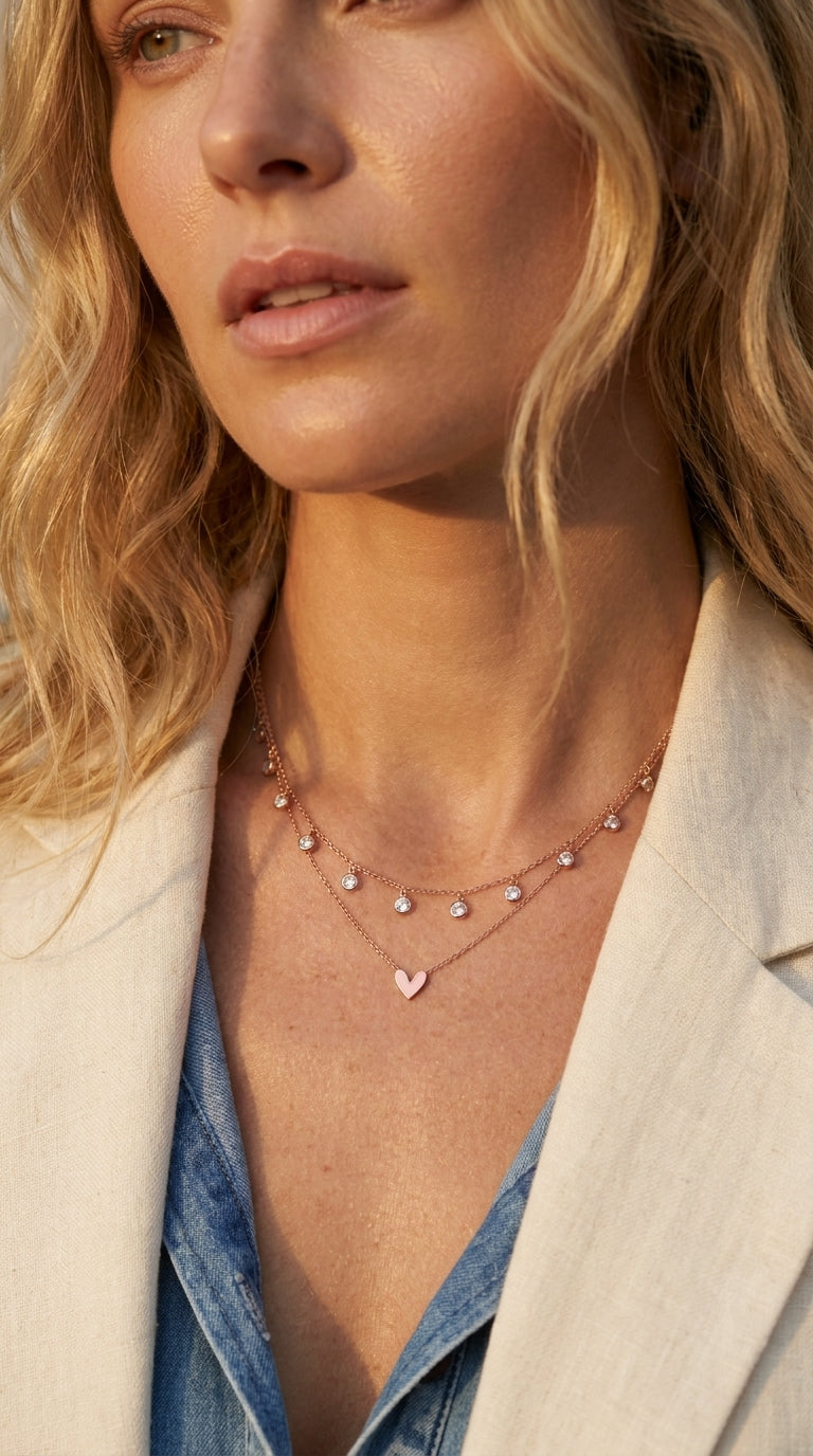 Blush Aura Heart Necklace