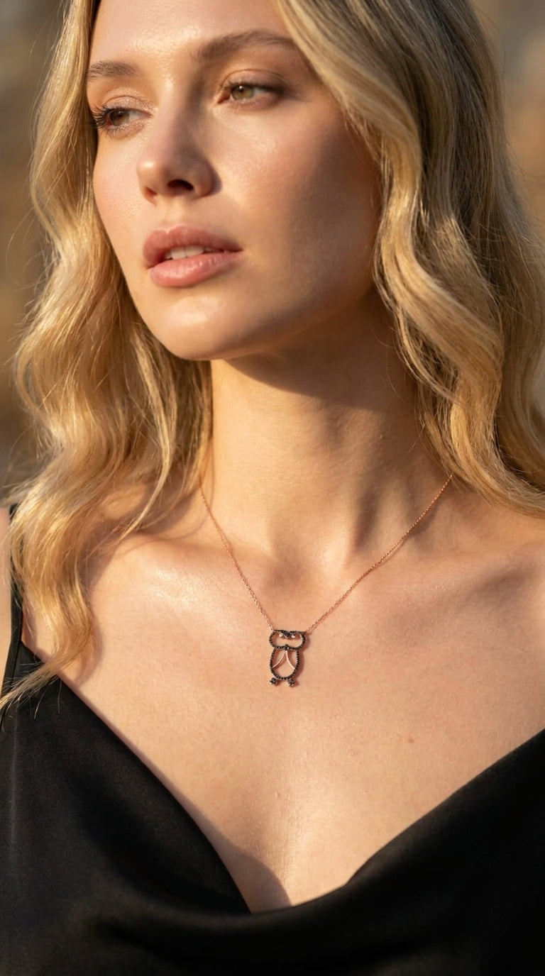 Celestial Guardian Owl Silver Necklace