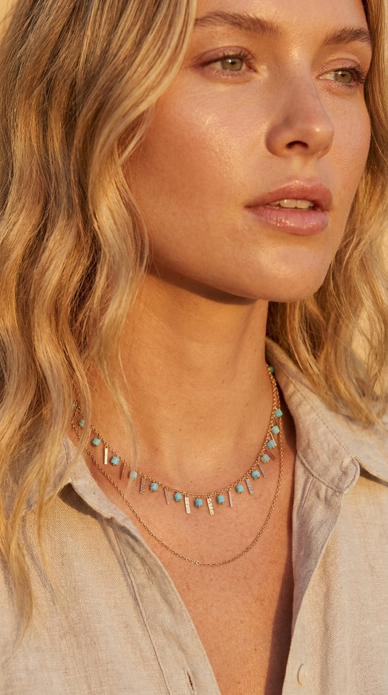 Bohemian Sea-Foam Silver Choker