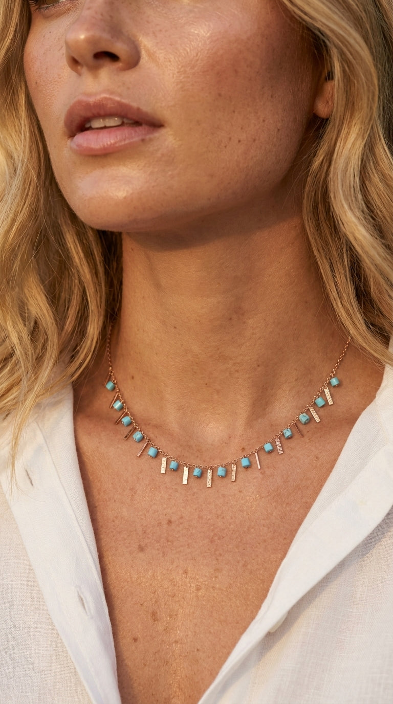 Bohemian Sea-Foam Silver Choker