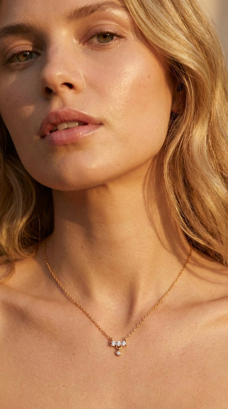 Timeless Brilliance Triple Stone Necklace