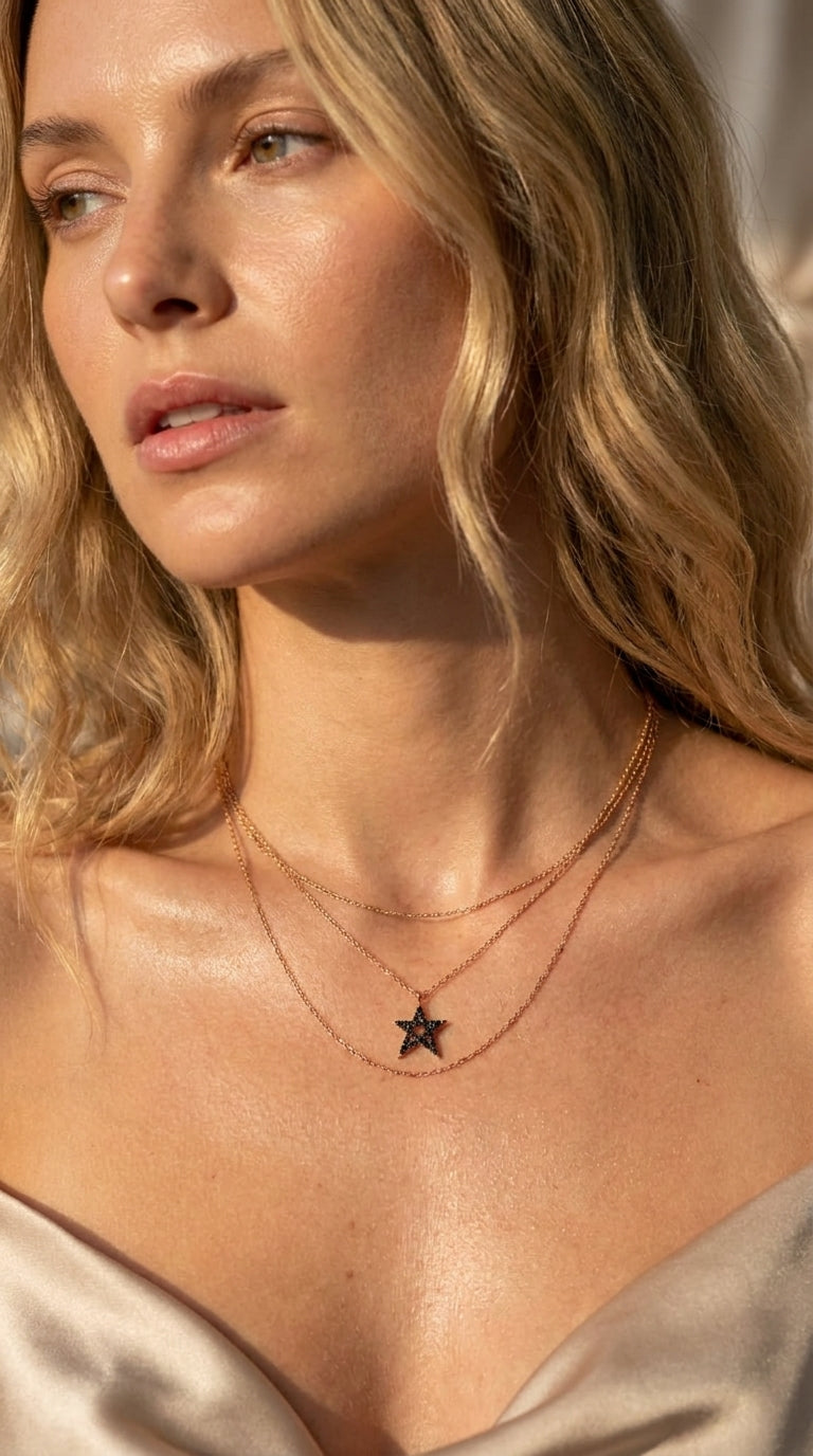 Stella Black Star Necklace