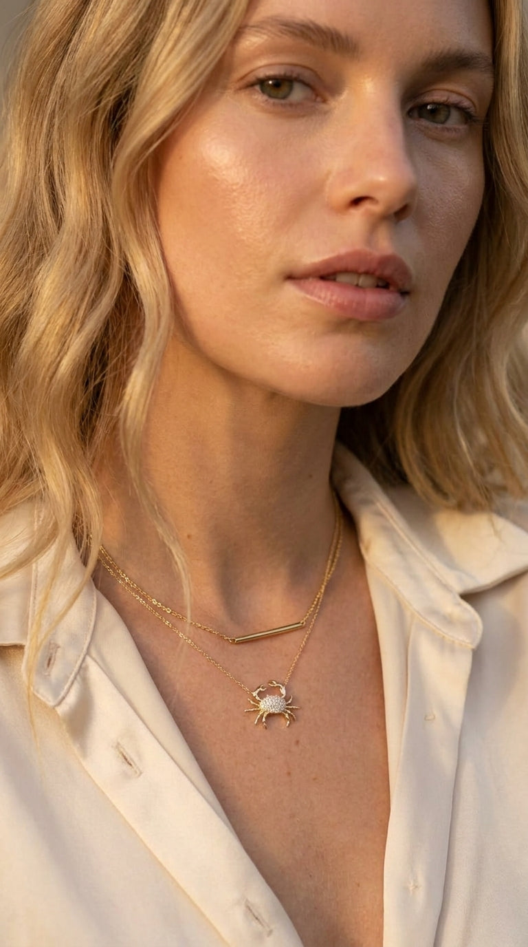 Icons of Summer Crab Pendant Necklace