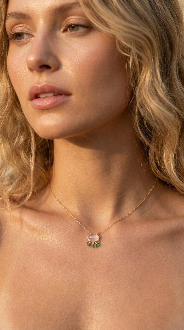 Midnight Glow Opal & Emerald Necklace