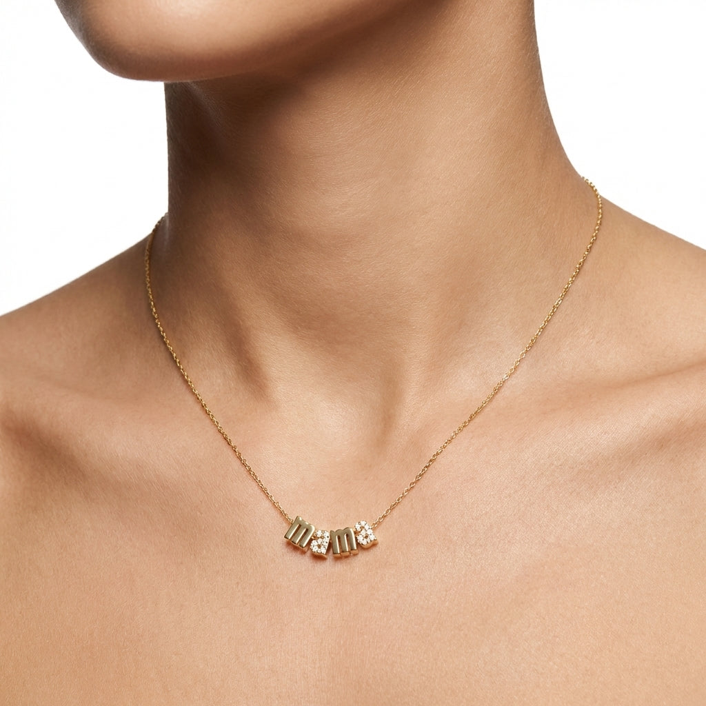 Mama Pavé Letter Necklace