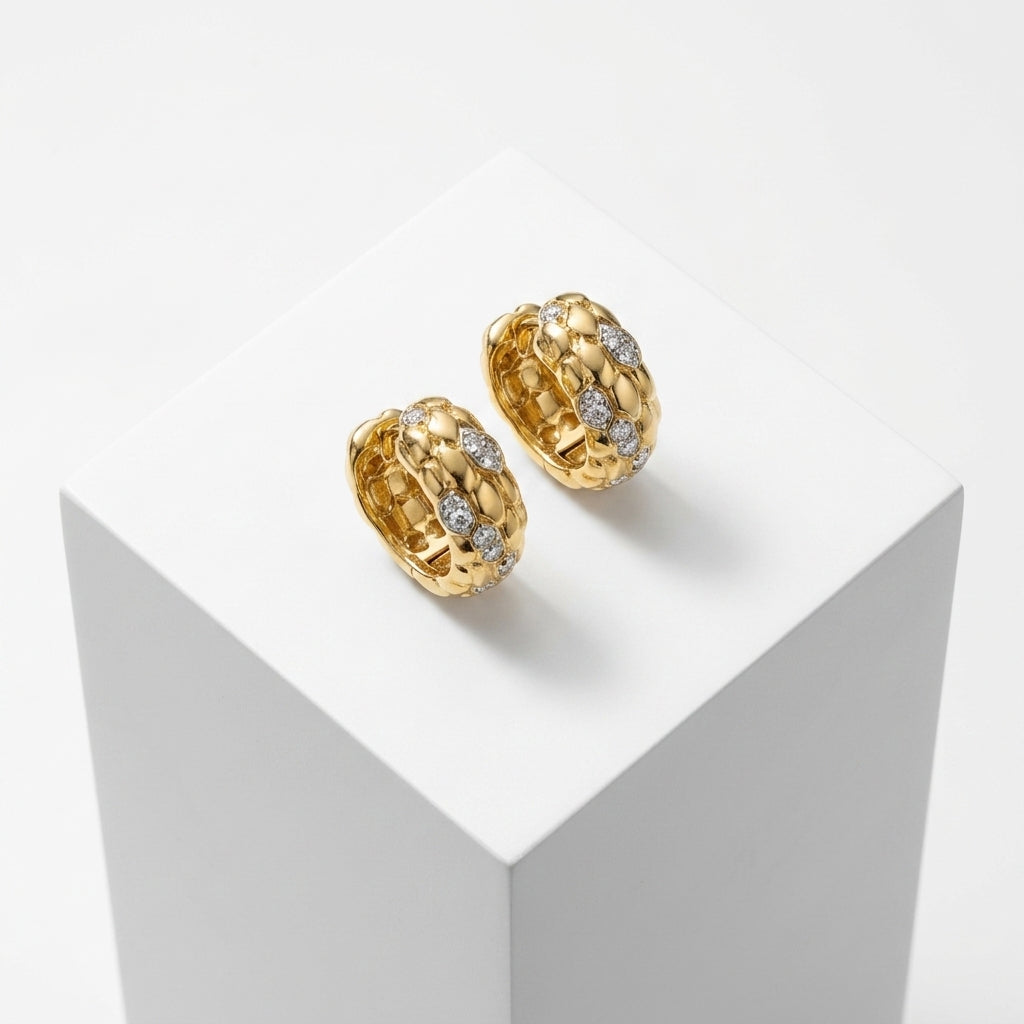 Quilted Gold Hoops
