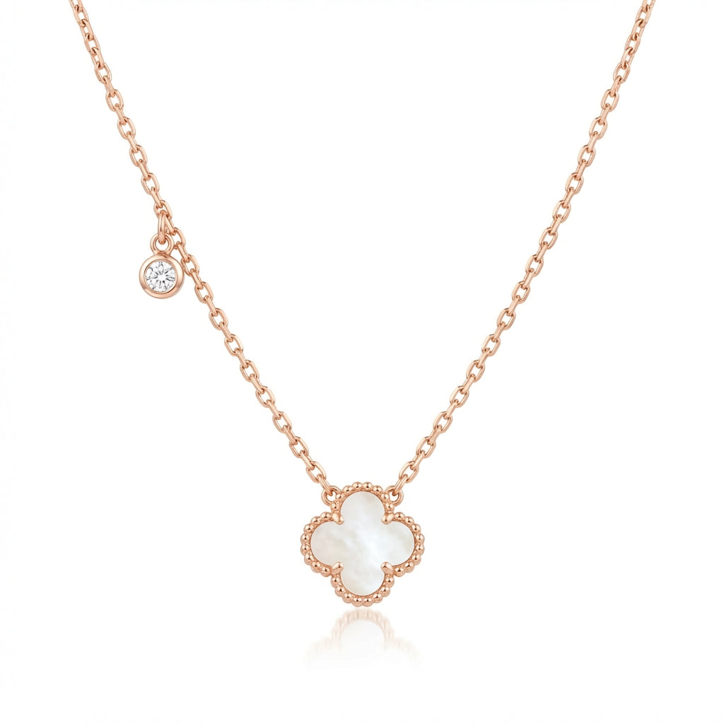 Mother of Pearl Clover Aura Necklace