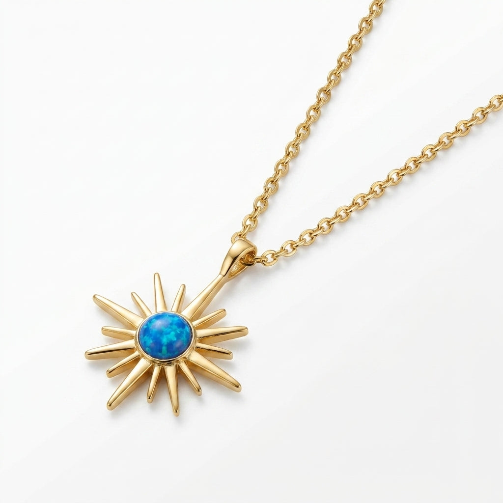 Blue Ethereal Sunburst Necklace