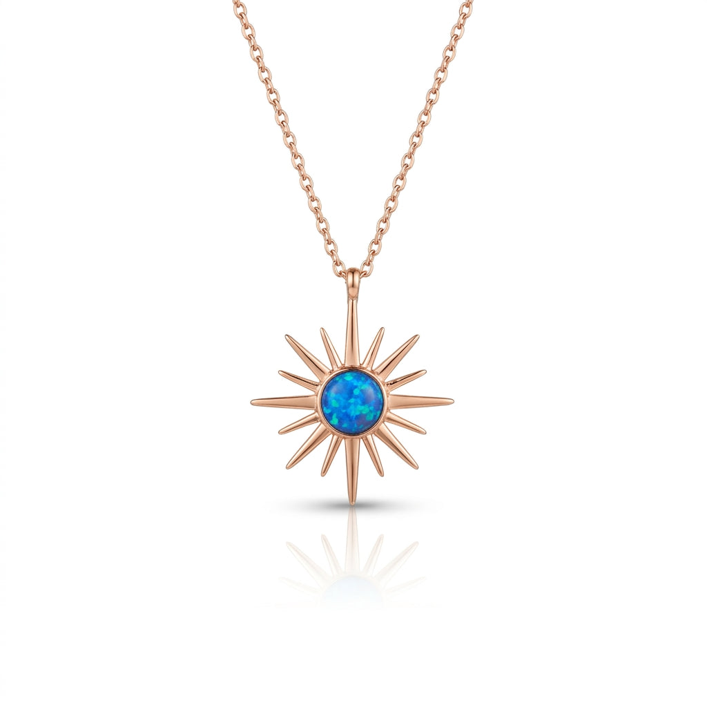 Blue Ethereal Sunburst Necklace
