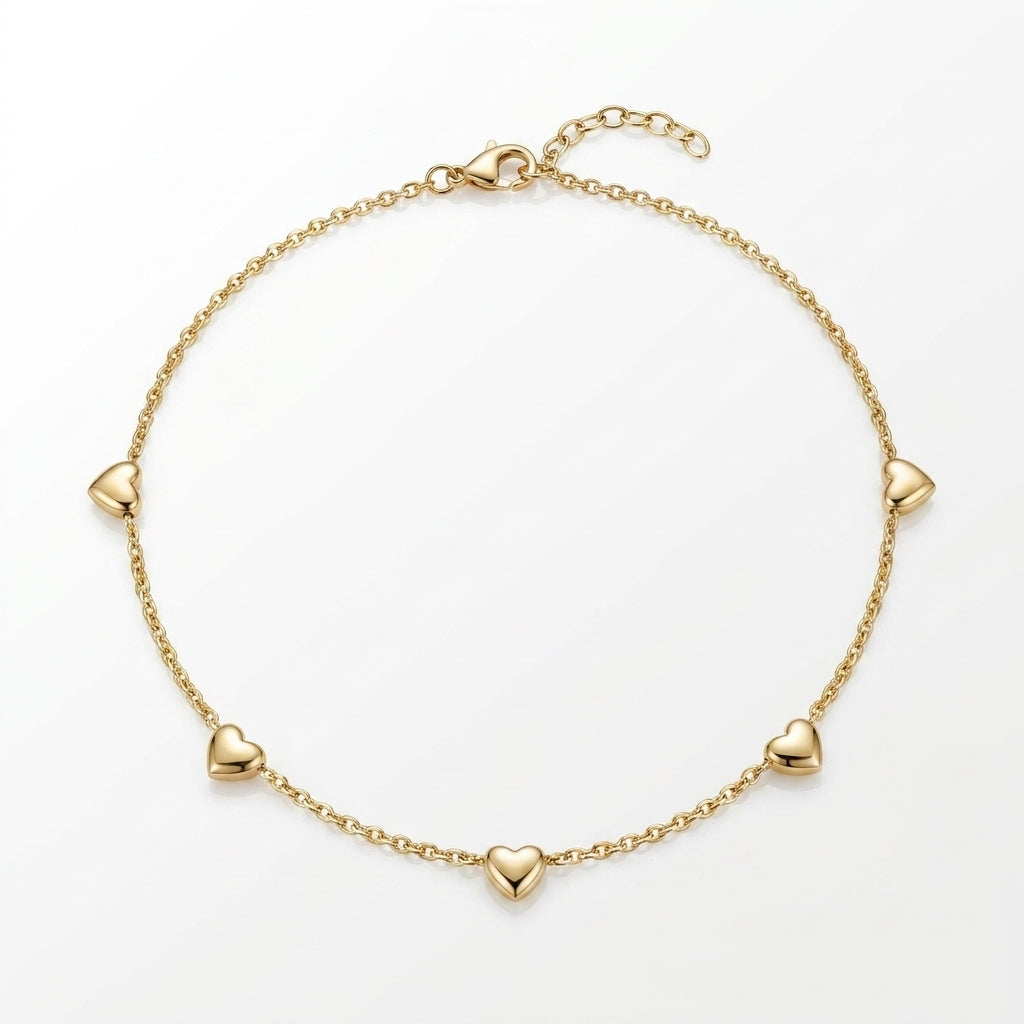 Golden Hearts Station Necklace