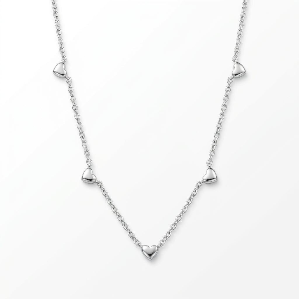 Golden Hearts Station Necklace