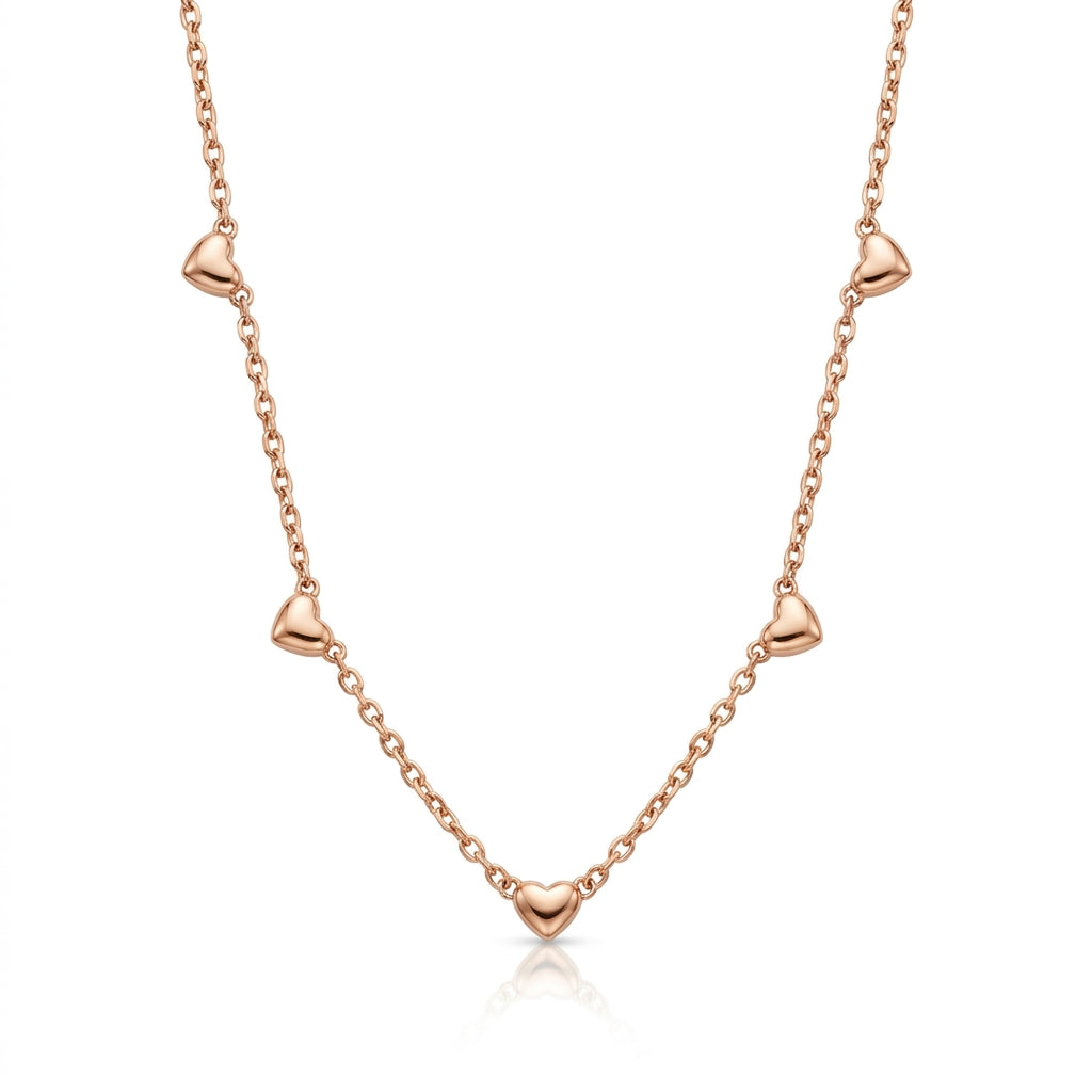 Golden Hearts Station Necklace