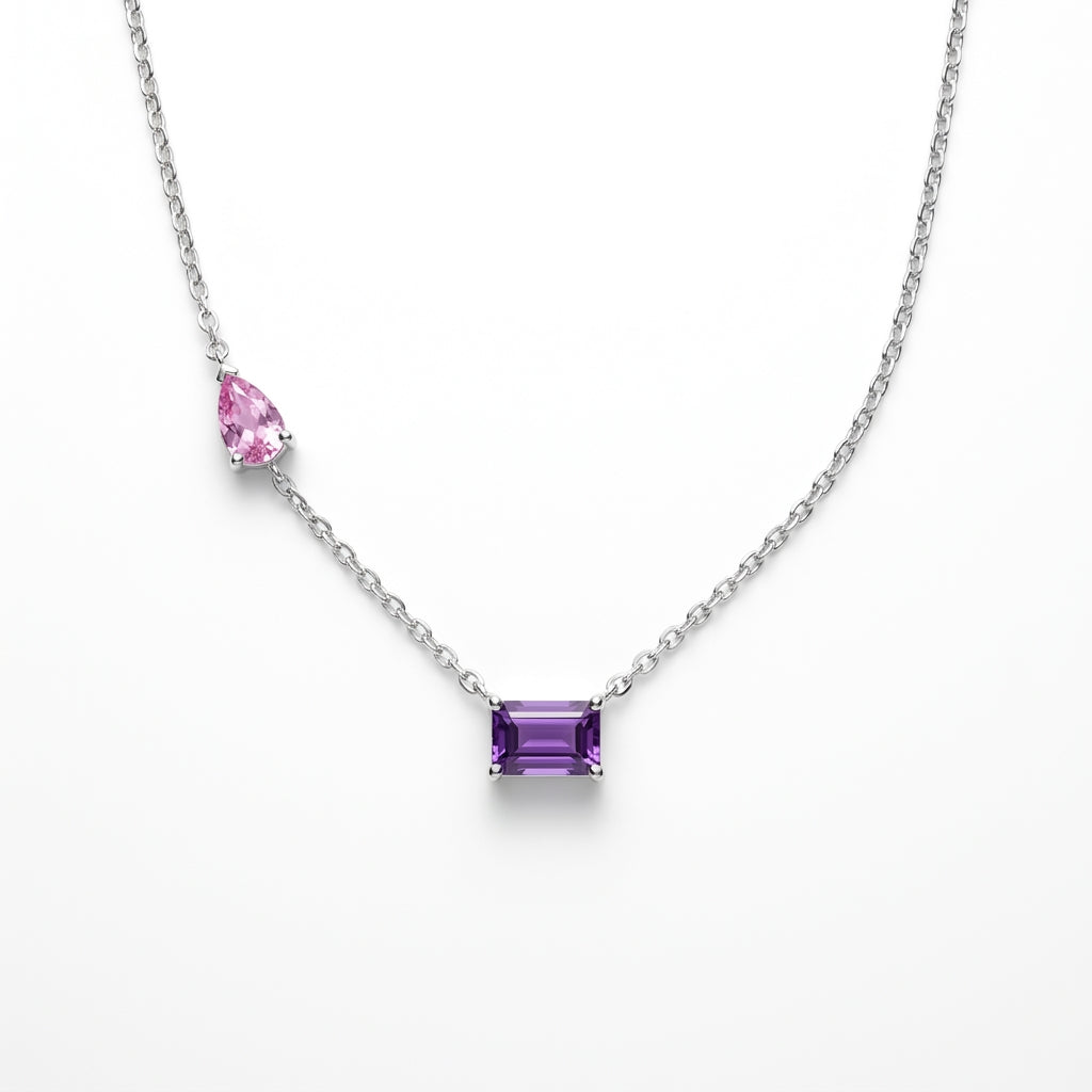 Amethyst & Pink Sapphire Duo Necklace