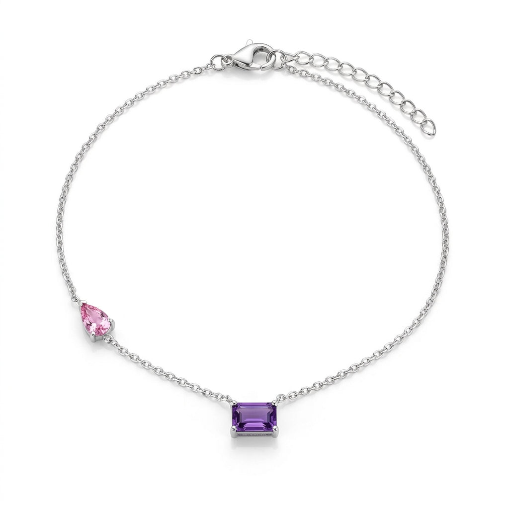 Amethyst & Pink Sapphire Duo Necklace