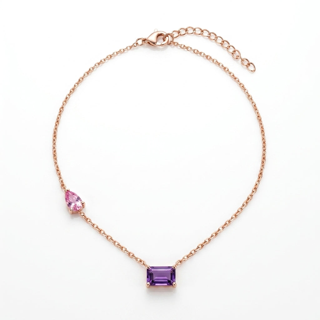 Amethyst & Pink Sapphire Duo Necklace