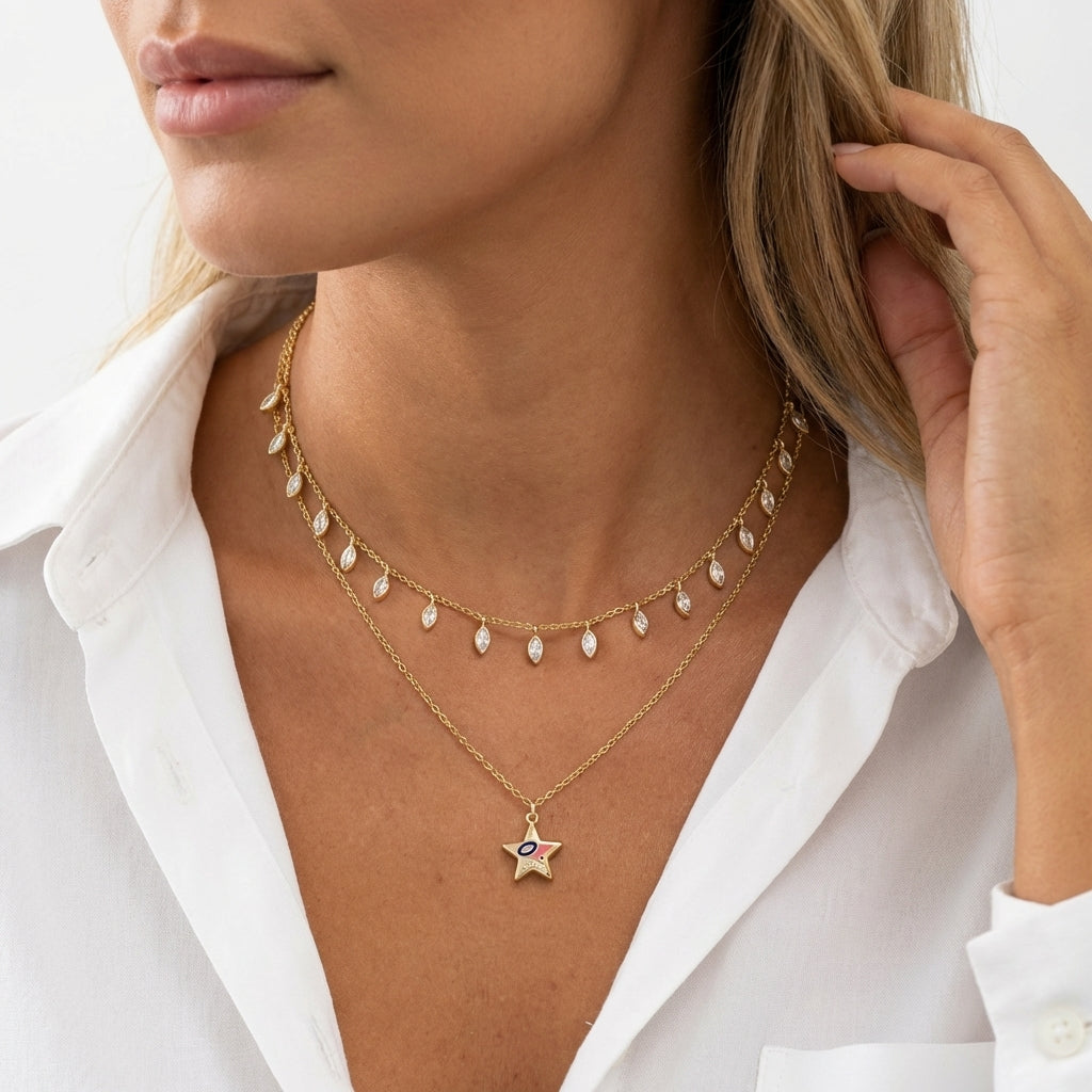 Celestial Marquise Station Necklace
