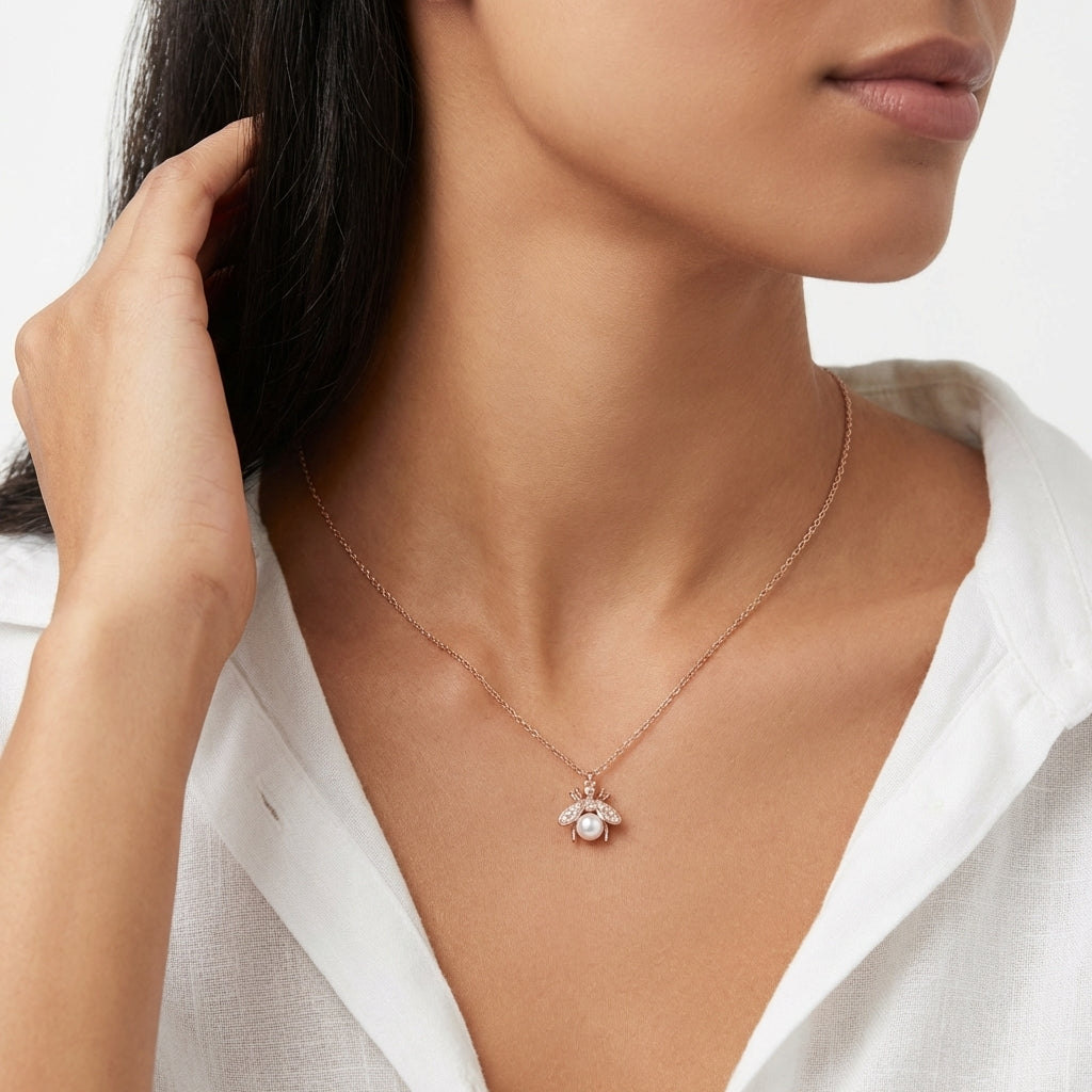 Pearl Queen Bee Aura Necklace