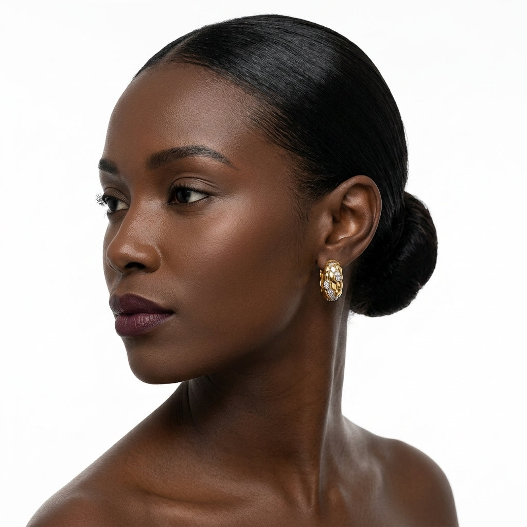 Quilted Gold Hoops