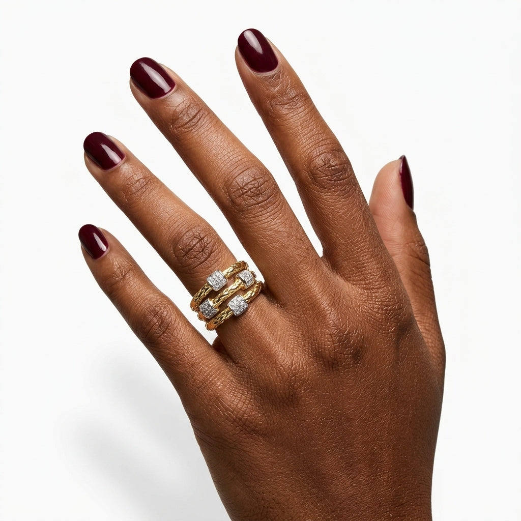 Woven Gold Triple Band Ring