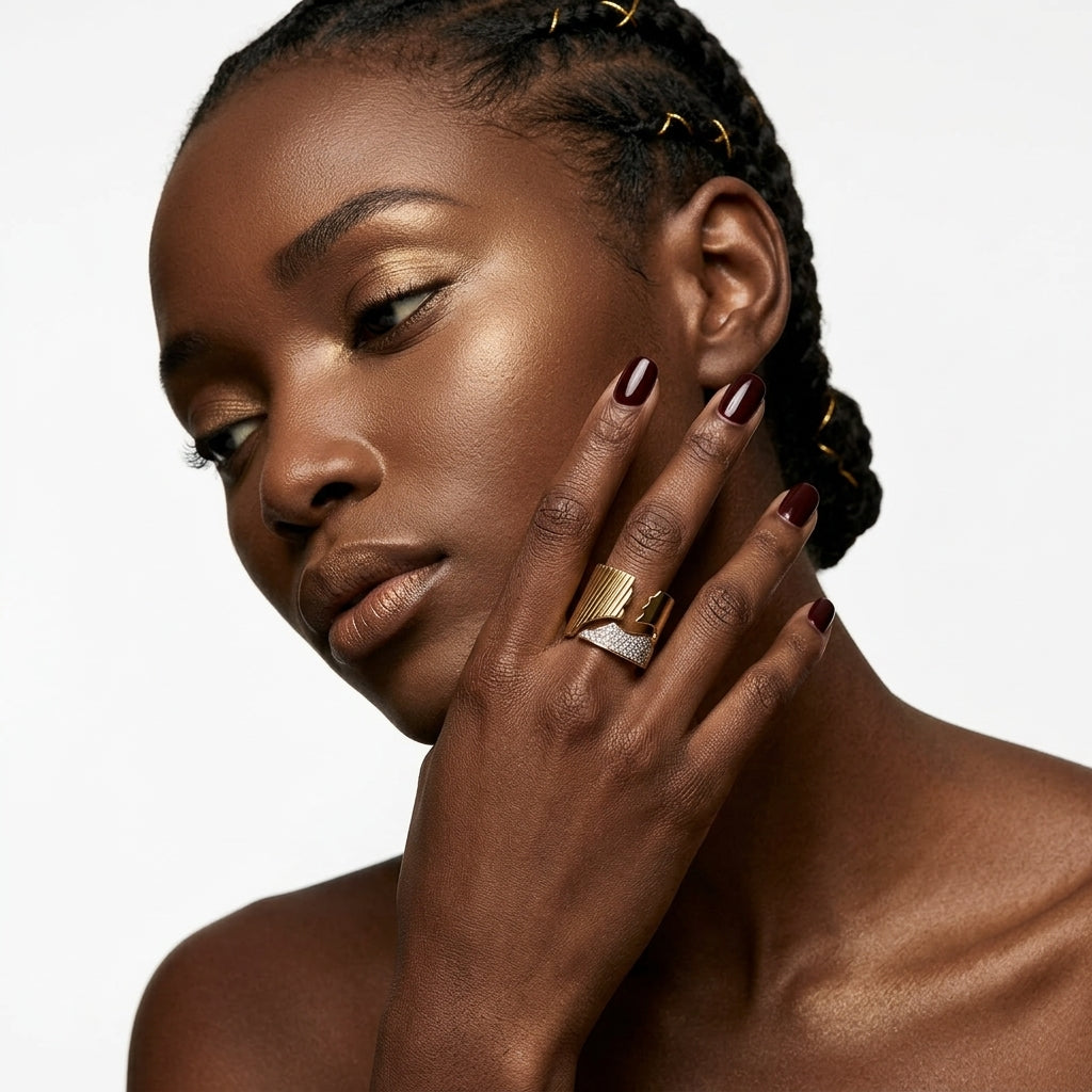 Textured Asymmetrical Statement Ring