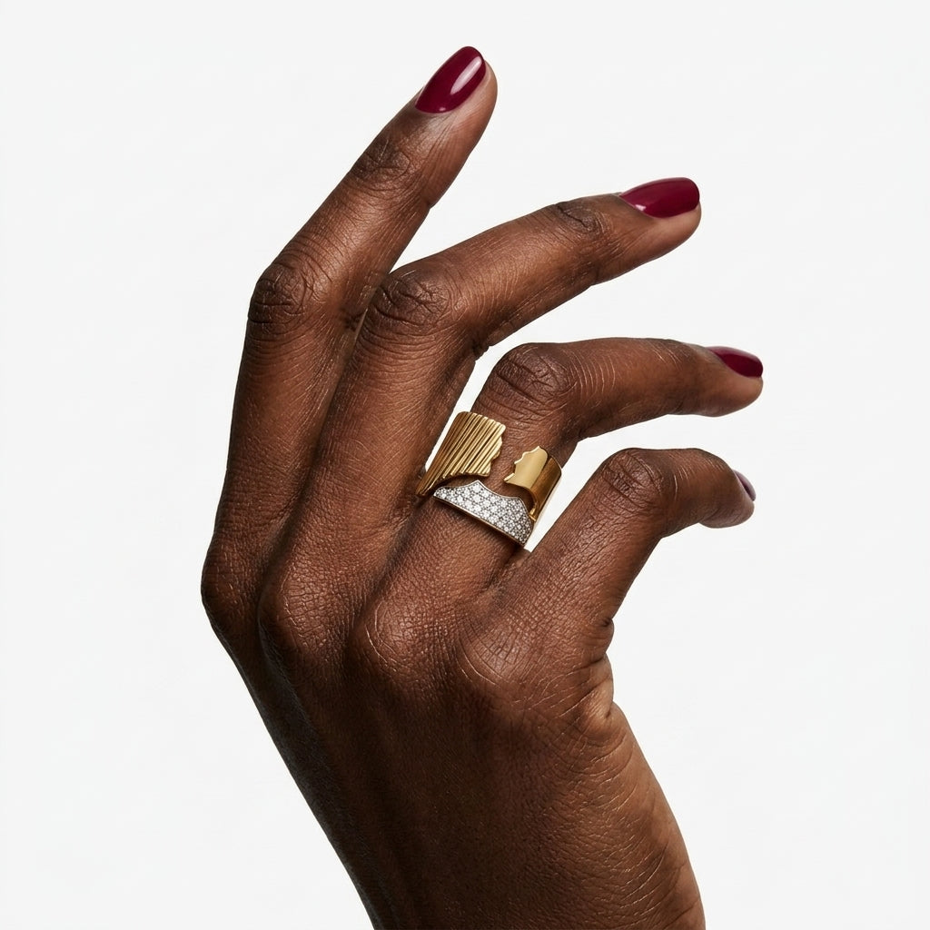 Textured Asymmetrical Statement Ring
