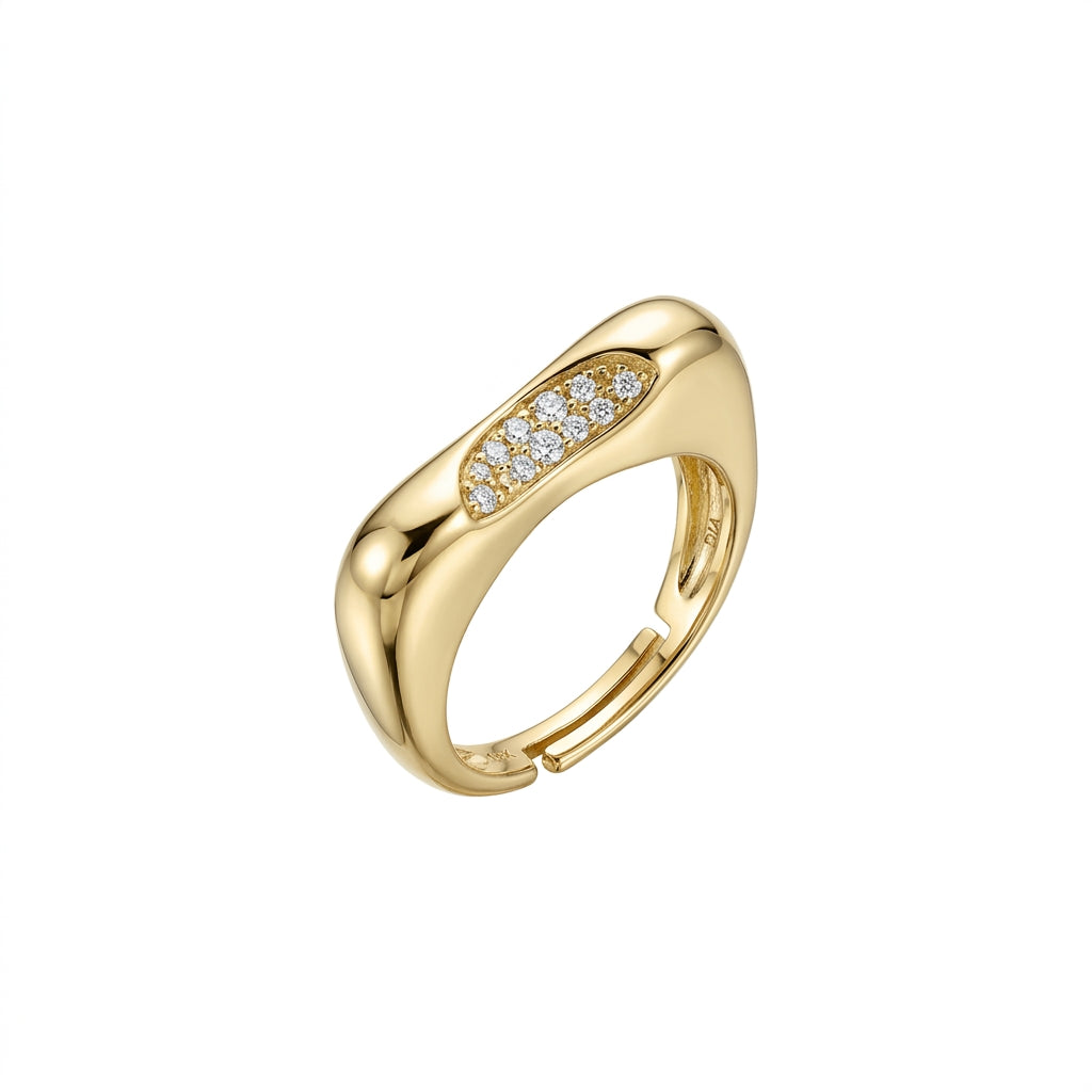 Organic Gold Pavé Dome Ring