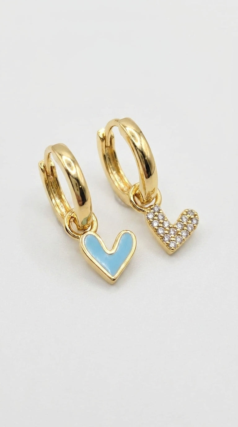 Azure Heart Huggie Hoops