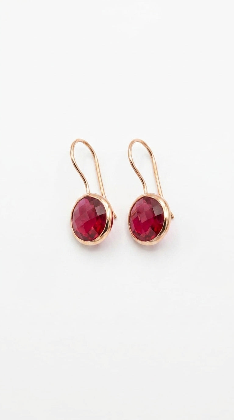 Royal Ruby-Rose Drop Earrings