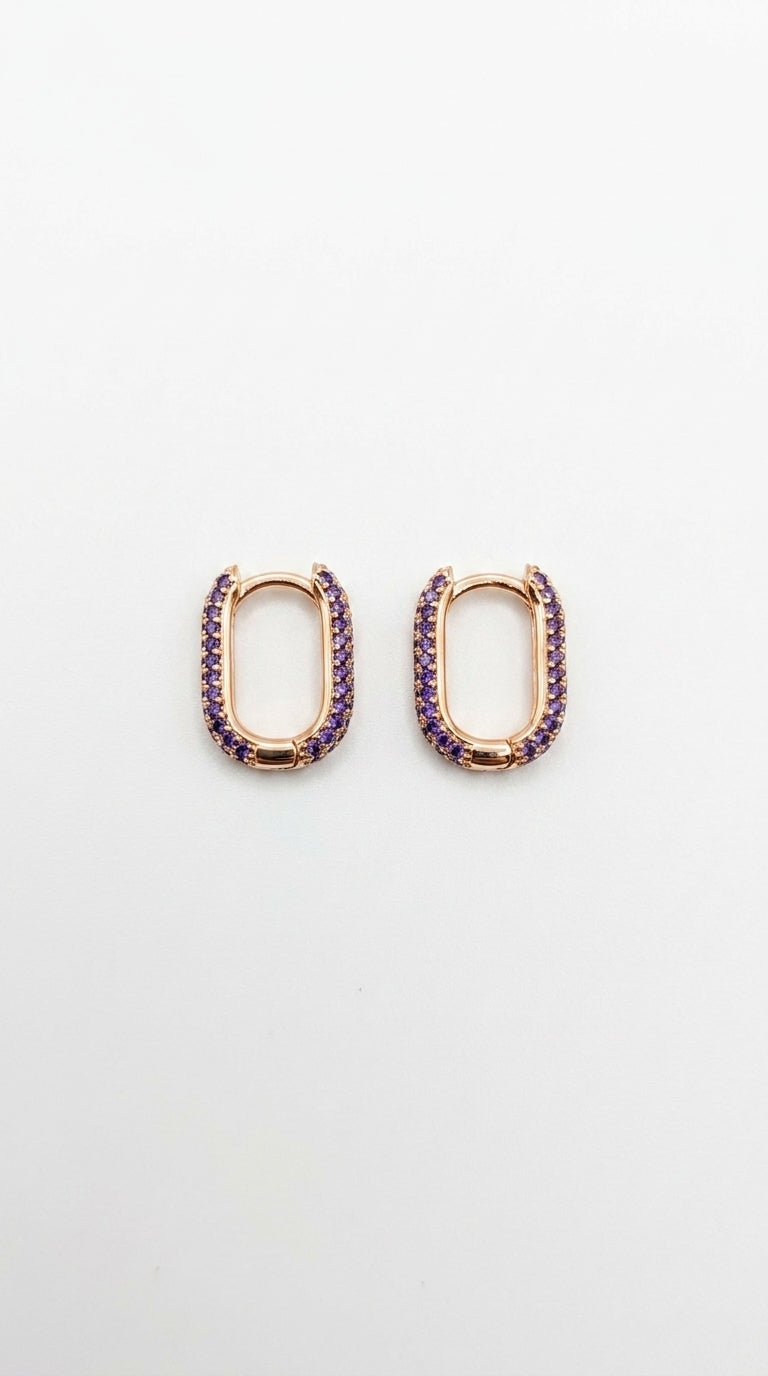 Amethyst Pavé Geometric Hoops