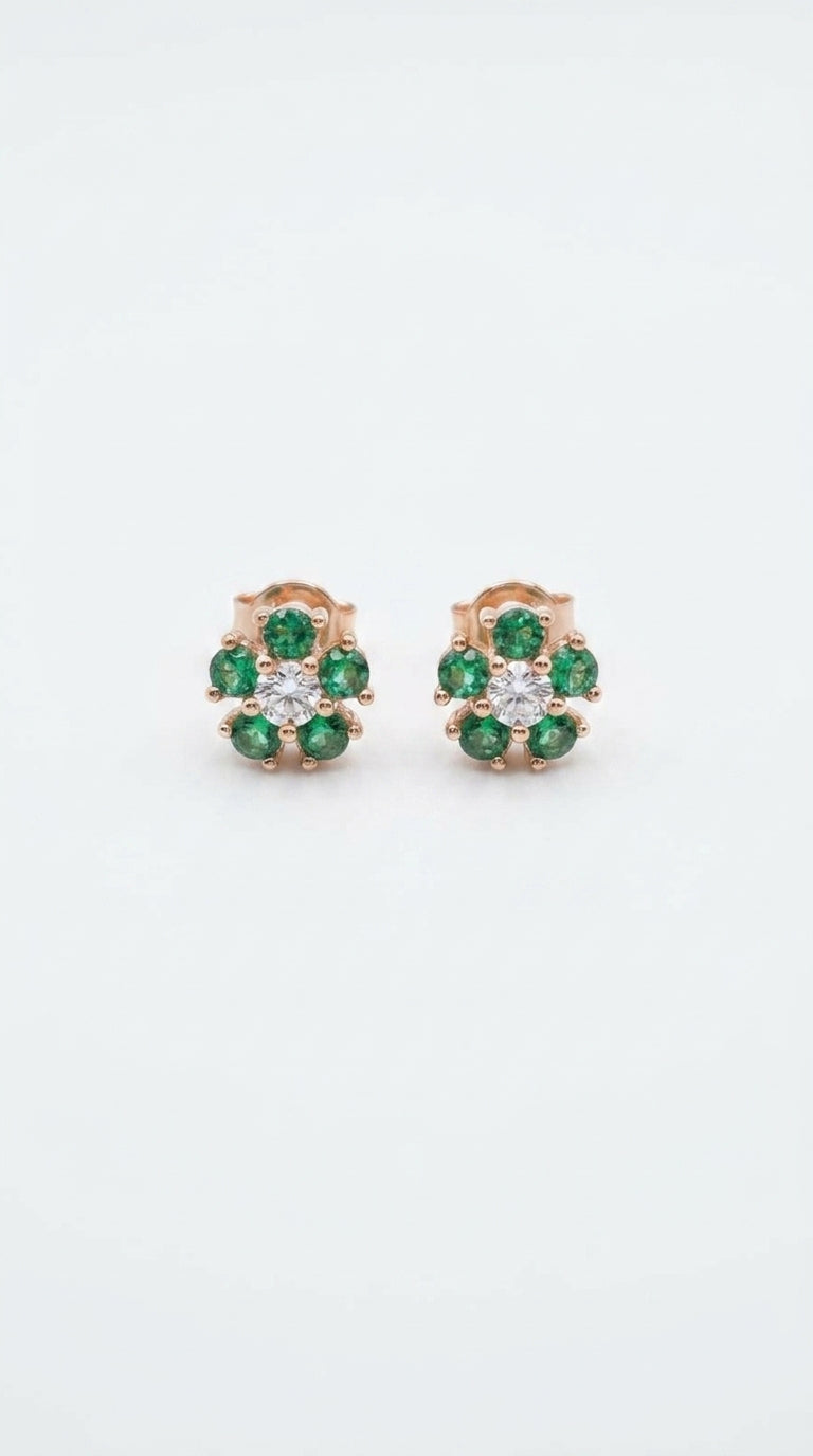 Emerald Flora Stud Earrings